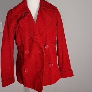 Gap Red Corduroy Pea Jacket Women Med.